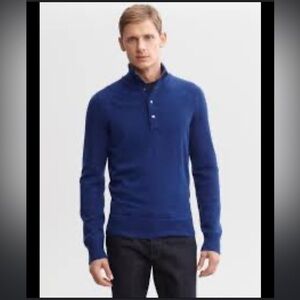 Banana Republic Extra-Fine Merino Wool Snap Placket Pullover in Bright Blue - XL